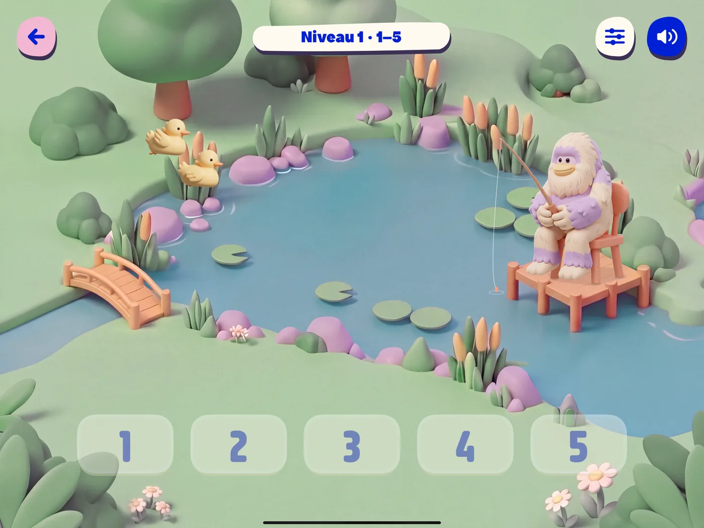 De Telvijver in Fuzzie Friends World: eendjes tellen en het cijfer kiezen